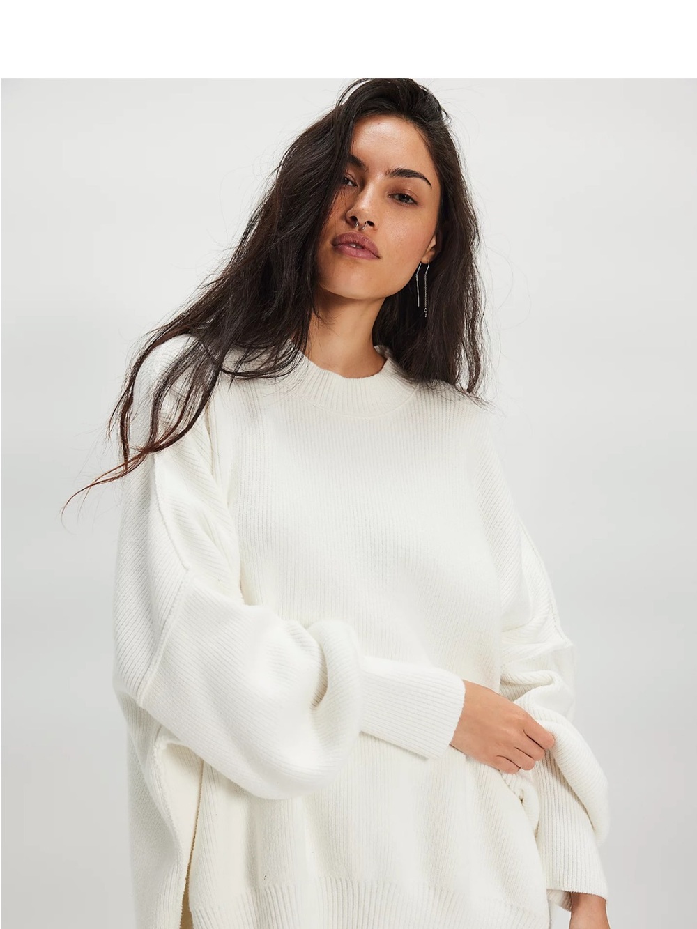 Free People Cream Easy Street Crewneck Sweater